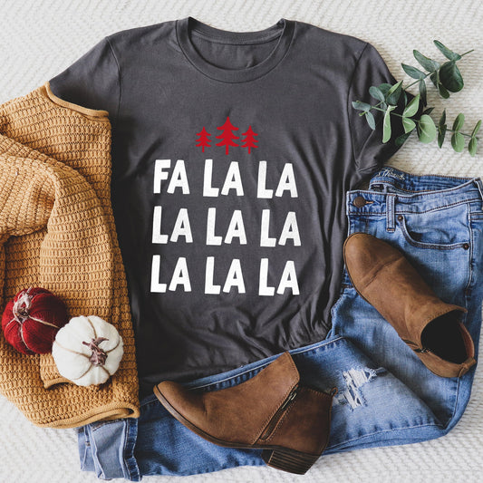 Fa La La, Retro, Christmas Trees - white Super Soft Tees