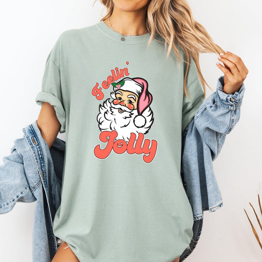 Feelin Jolly, Retro Santa, Christmas, Classic, Vintage, Xmas Tshirt Comfort Colors T-Shirt