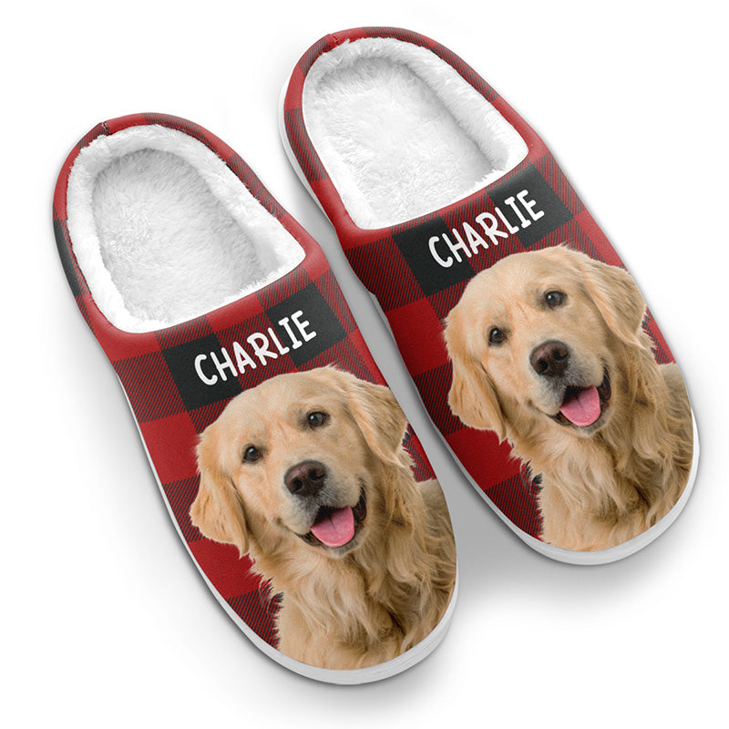 Custom Photo Happiness Is A Warm Cat - Cat Personalized Slippers - Gift For Cat Lovers, Pet Lovers, Cat Mom, Cat Dad