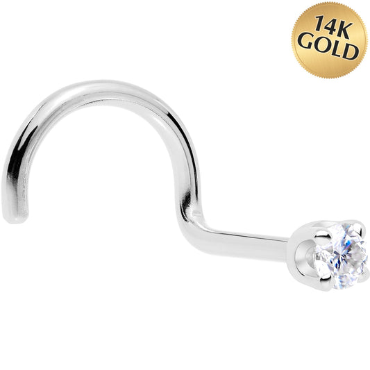 14k White Gold 2mm Lab Grown Diamond Nose Ring