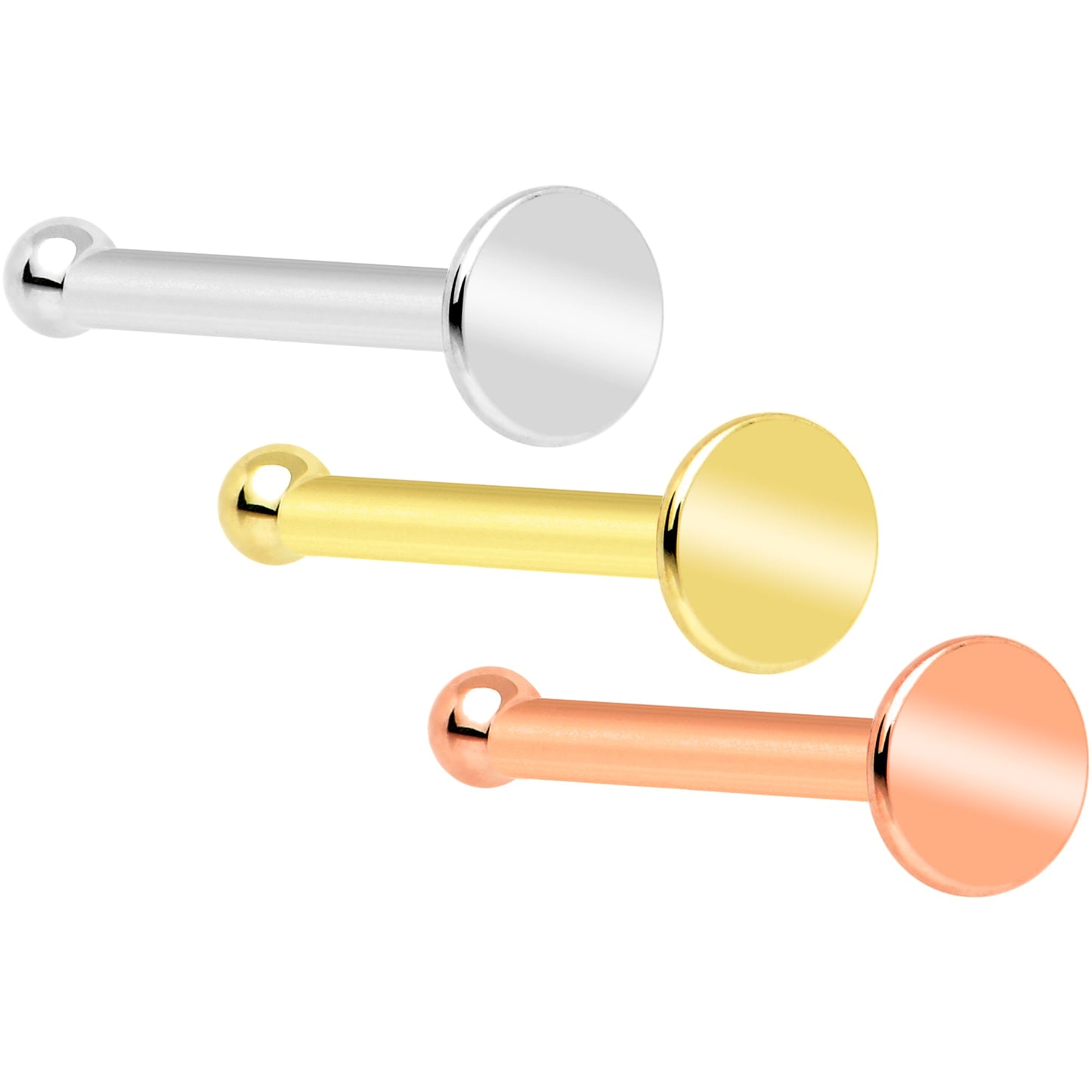 20G Solid 14k Gold Flat Disc Nose Bone