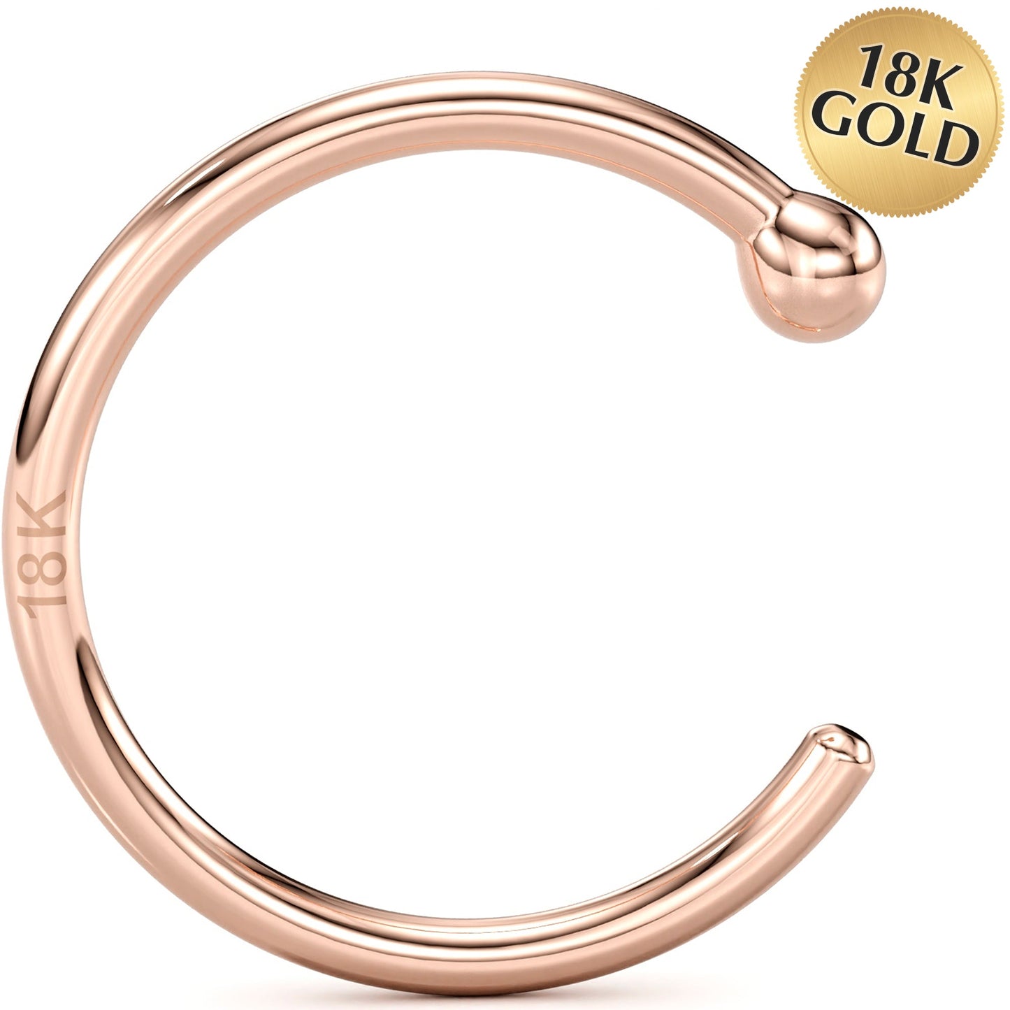 20G 3/8 Solid 18K Rose Gold Nose Hoop