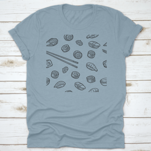 Seamless Pattern Sushi. Chopsticks, Wasabi, Nigiri, Maki, Uramaki | Apparel | Under $100 | Kitchen + Metal