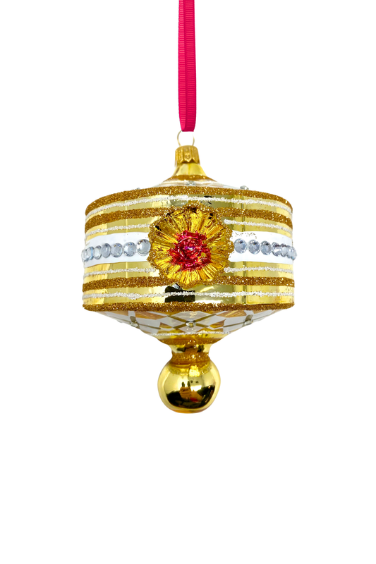 Gold Harlequin Lantern Glass Ornament