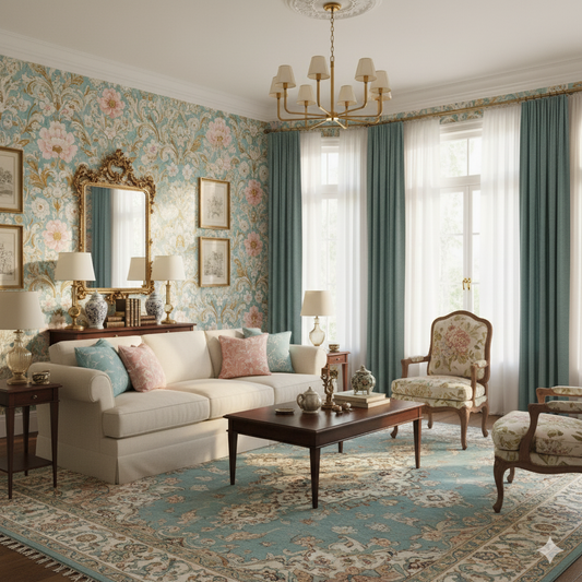 Azure Fleurs Wallpaper