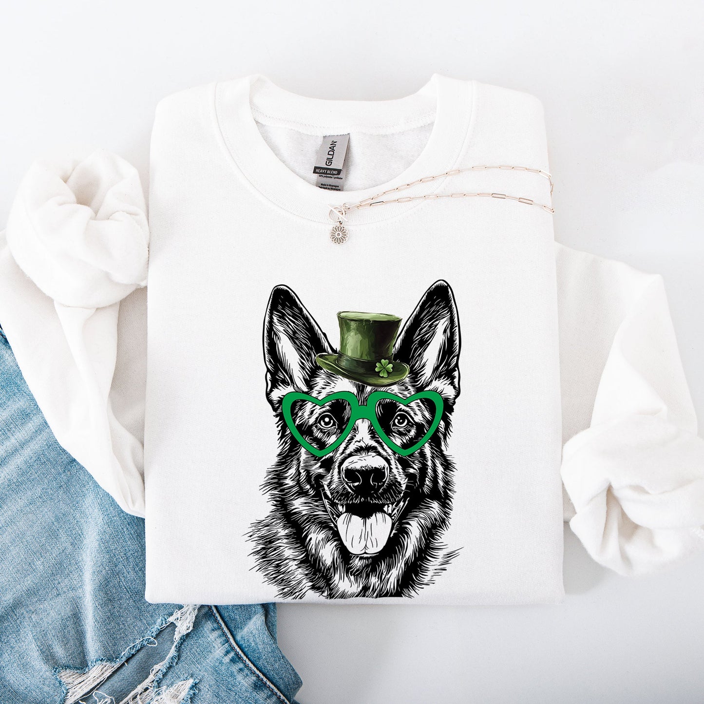 German Shepherd, Adorable Dog, St Patrick's Day, Lucky, Irish Sweatshirt