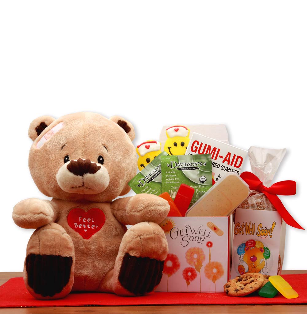 Get Well Soon Teddy Bear Gift Set - get well soon basket - get well