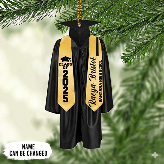 Graduation Cap & Gown Ornament - Personalized Custom Shaped Acrylic Ornament - Graduation Motivation Gift For Her/Him, Daughter/Son, Grad Ceremony, Commencement