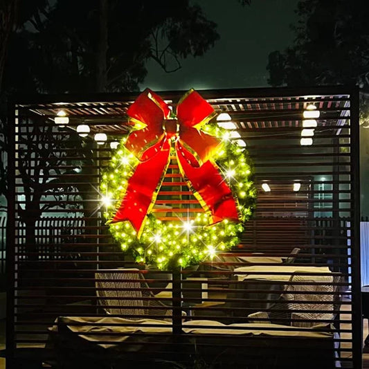 Undecorated Christmas Wreath with Warm White Lights
