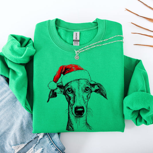 Grey Hound, Santa, Dog, Christmas, Dog Lover, Pet Sweatshirt