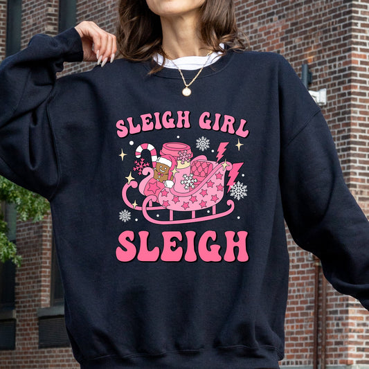 Groovy Sleigh Girl Sleigh Pink Christmas Coffee Xmas Holiday, Winter, Snow, Xmas Sweatshirt