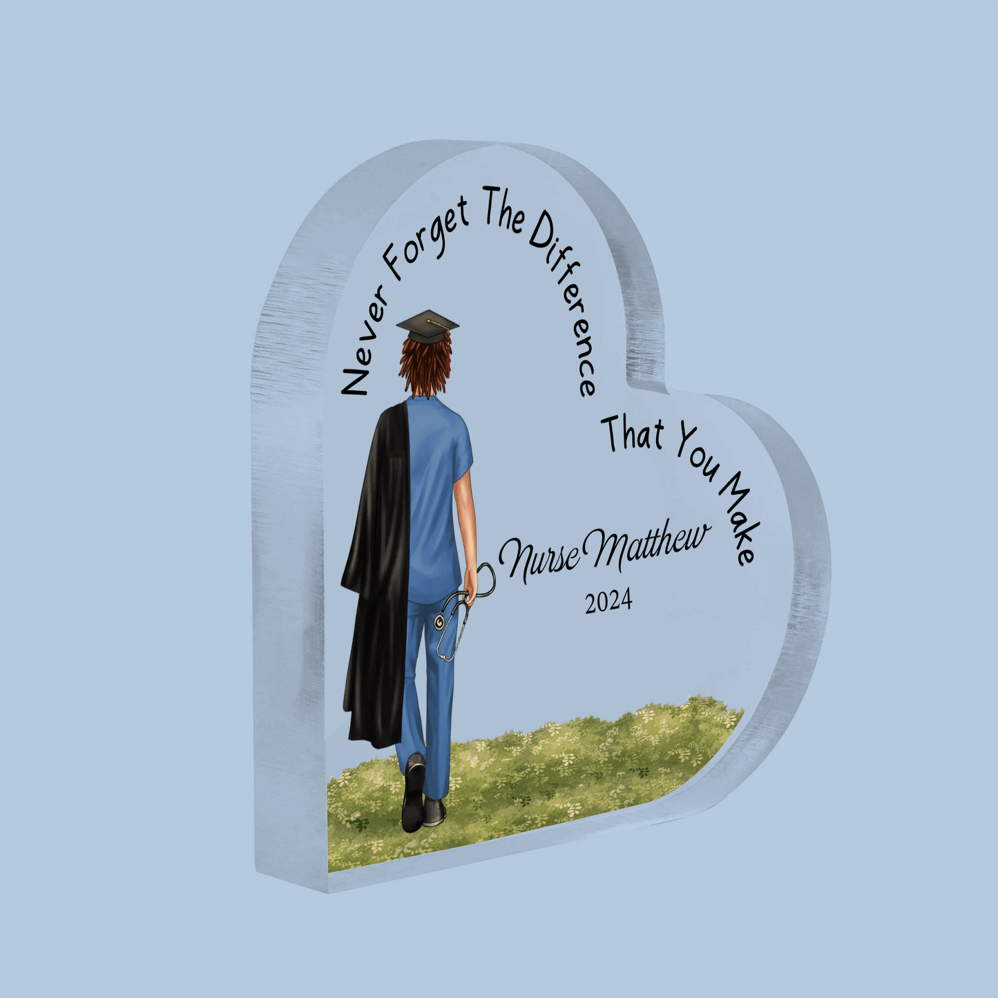 Nursing Graduation - Custom Heart-shaped -Personalized Gift for Male Nurse, CNA, Healthcare, Registered RN, Retirement