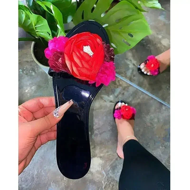 2025 Flower Beach Transparent Slippers - Summer Slides | Femstylo