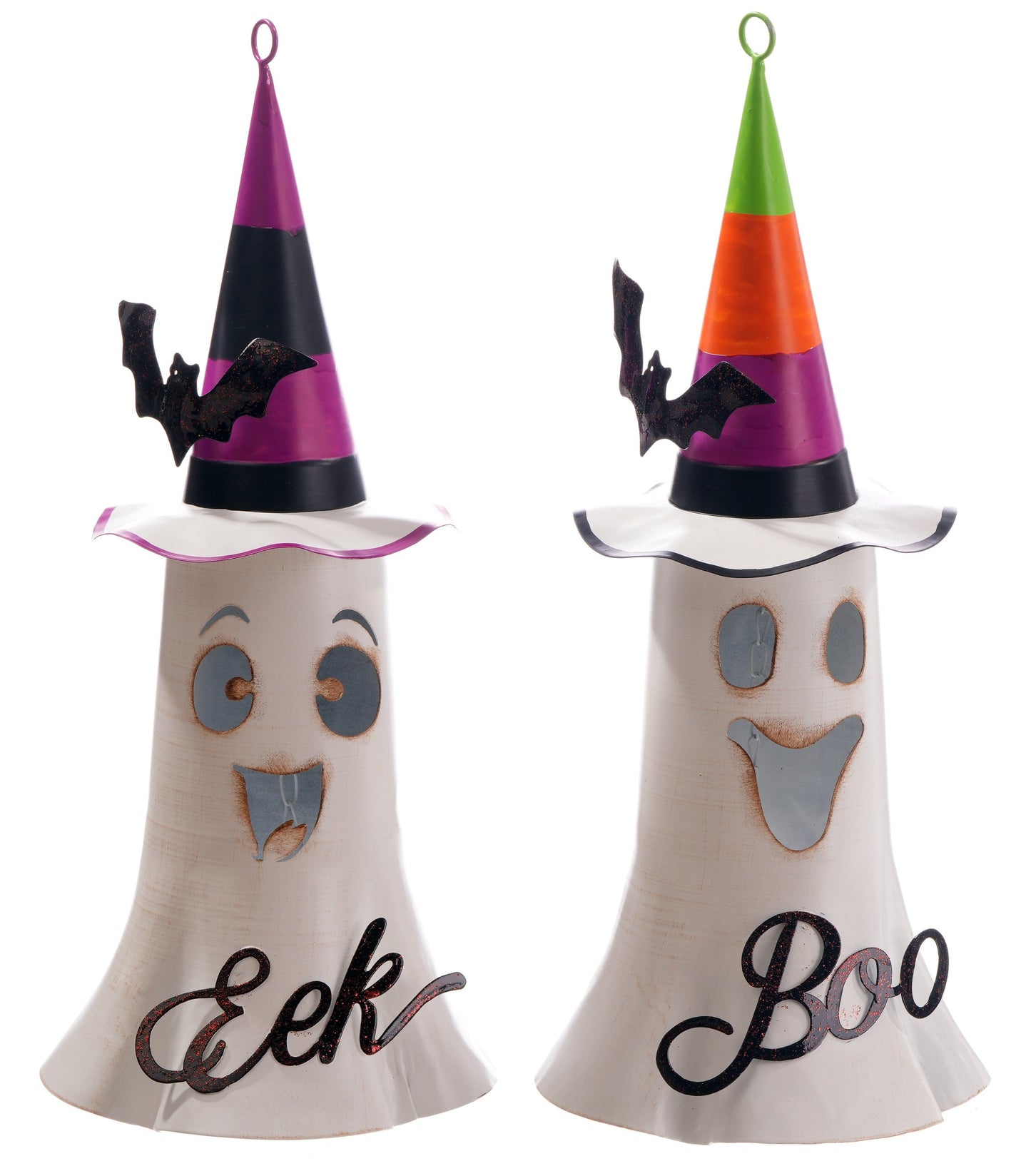 20" - SET OF 2 METAL GHOSTS - EEK - BOO