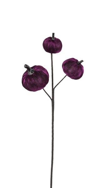 13"L FABRIC/STYRO PUMPKIN PICK METALLIC PURPLE/BLACK