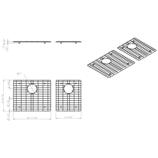 Stainless Steel Bottom Grid for Farmhouse/Apron Front Double Bowl Sink (HA225)
