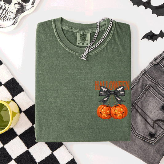 Halloween Jack o Lanterns, Cherry, Coquette, Cute, Adorable, Pocket, Comfort Colors T-Shirt