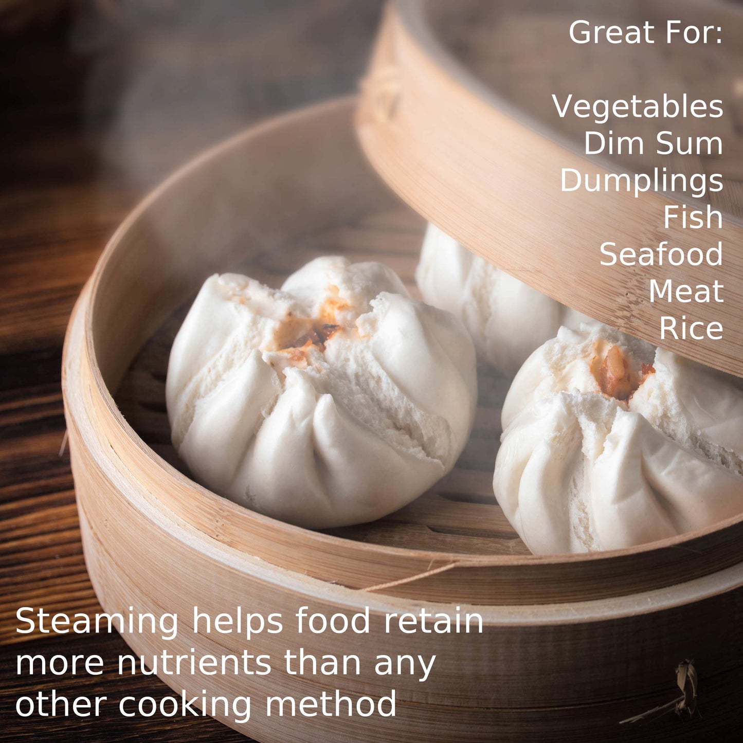 2-Tier Bamboo Steamer for Cooking Dumplings, Vegetables, Meat, Fish | Kitchen + Metal