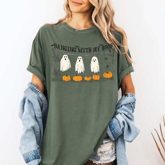 Hanging With My Boos, Ghosts, Halloween, Funny, Pumpkins, Comfort Colors T-Shirt