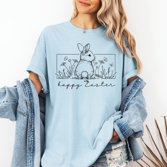 Happy Easter, Minimal, Easter, Bunny, Jesus, Rabbit, Holiday Tshirt Comfort Colors T-Shirt