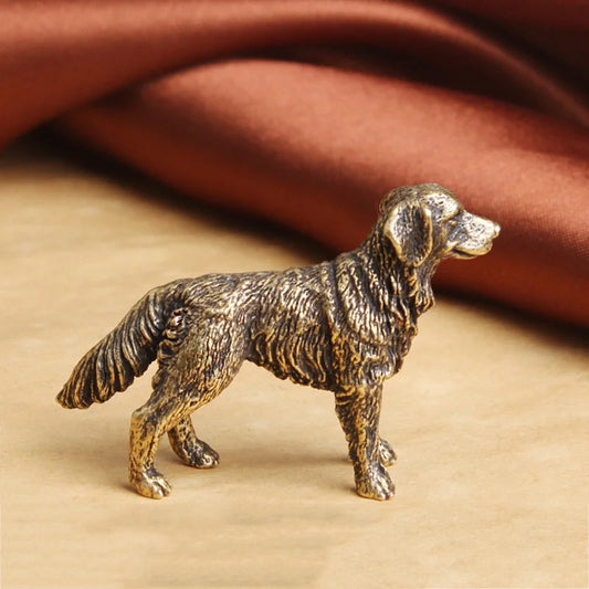 Antique Bronze Statue Lucky Dog Pure Copper Desktop Animal Ornaments Handmade Vintage Brass Hound Home Decorations Accessories