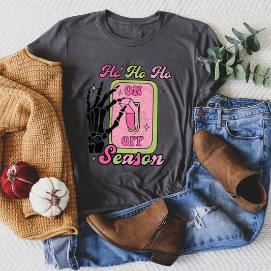 Ho Ho Ho Season, Skeleton, Light Switch, Christmas Super Soft Tees
