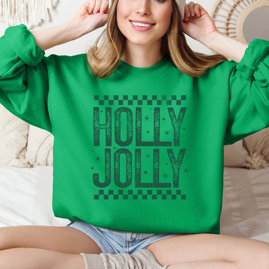 Holly Jolly, Christmas, Retro, Vintage Sweatshirt
