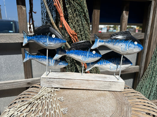 Black & Blue School of Fish Statue