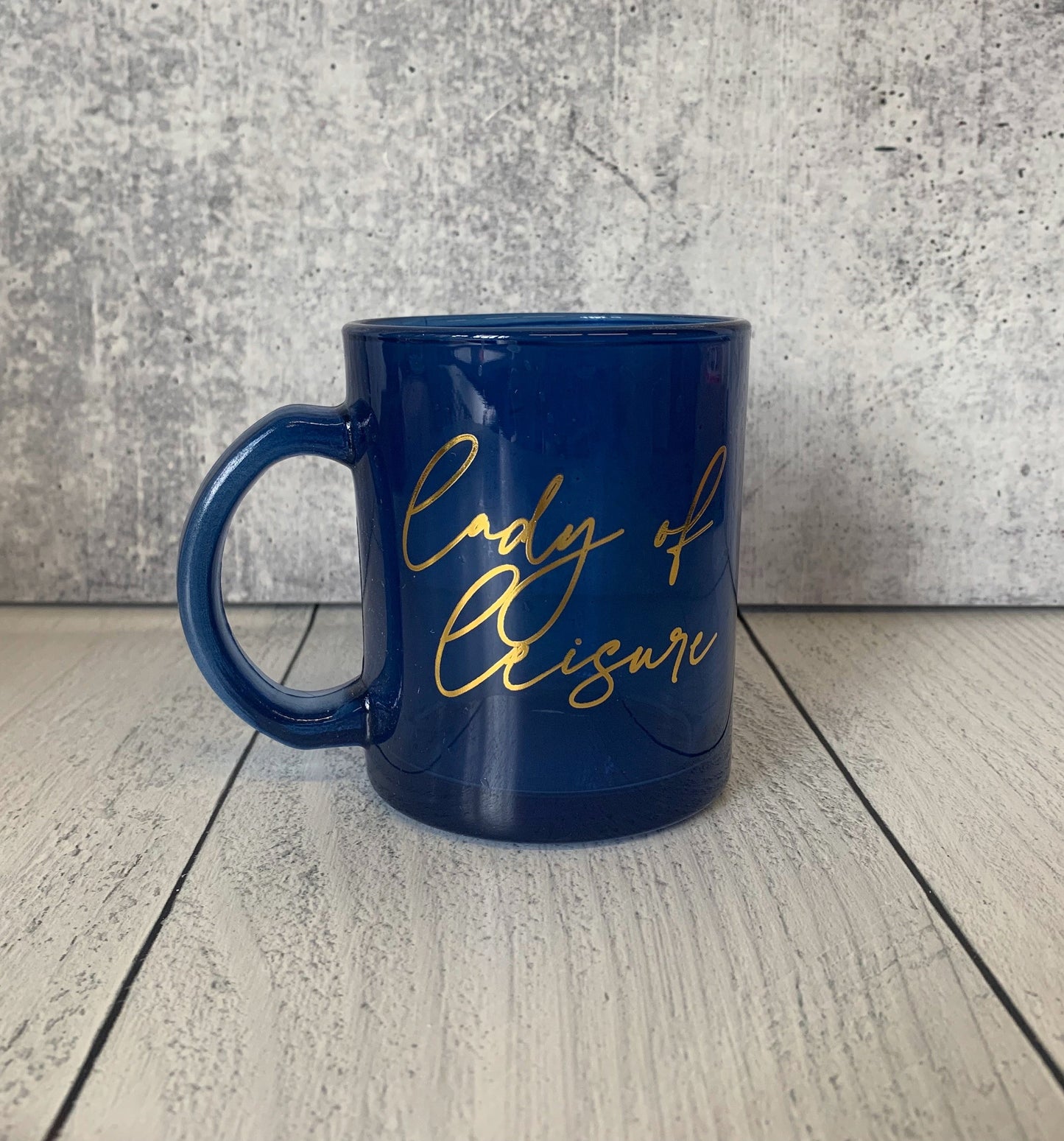 Lady of Leisure Single-Wall Glass Mug in Dark Blue Tinted Glass and
