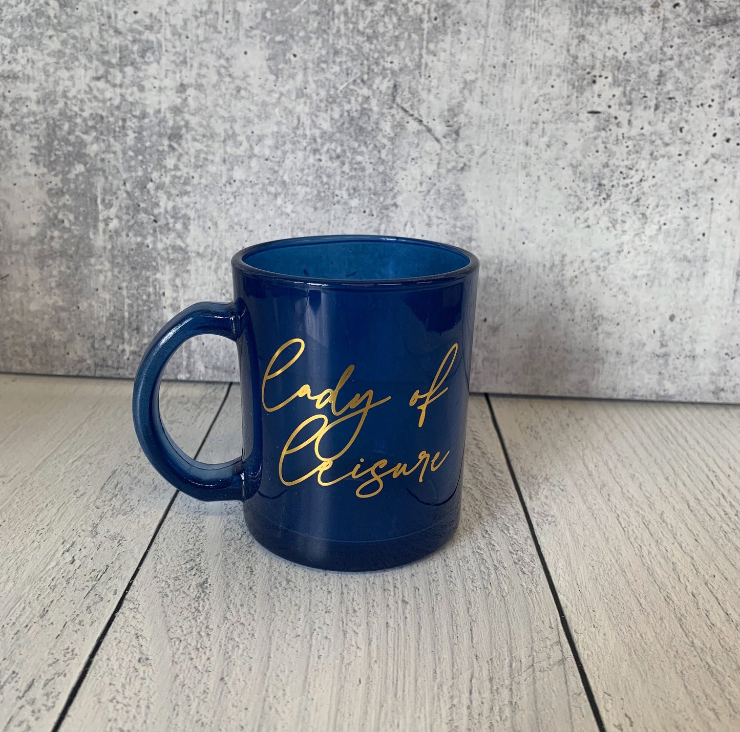 Lady of Leisure Single-Wall Glass Mug in Dark Blue Tinted Glass and