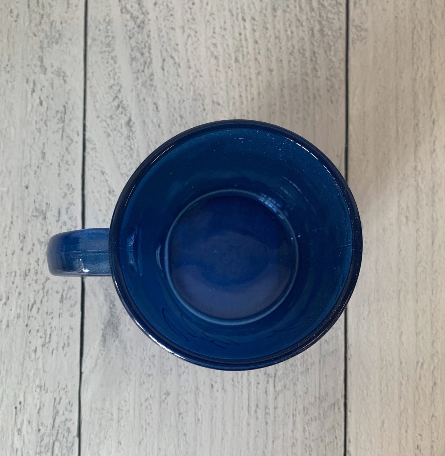 Lady of Leisure Single-Wall Glass Mug in Dark Blue Tinted Glass and