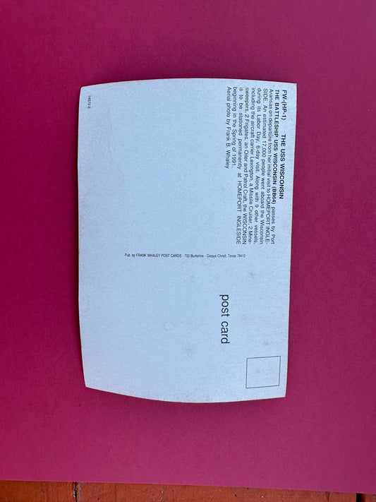 Vintage Battleship USS Wisconsin Postcard