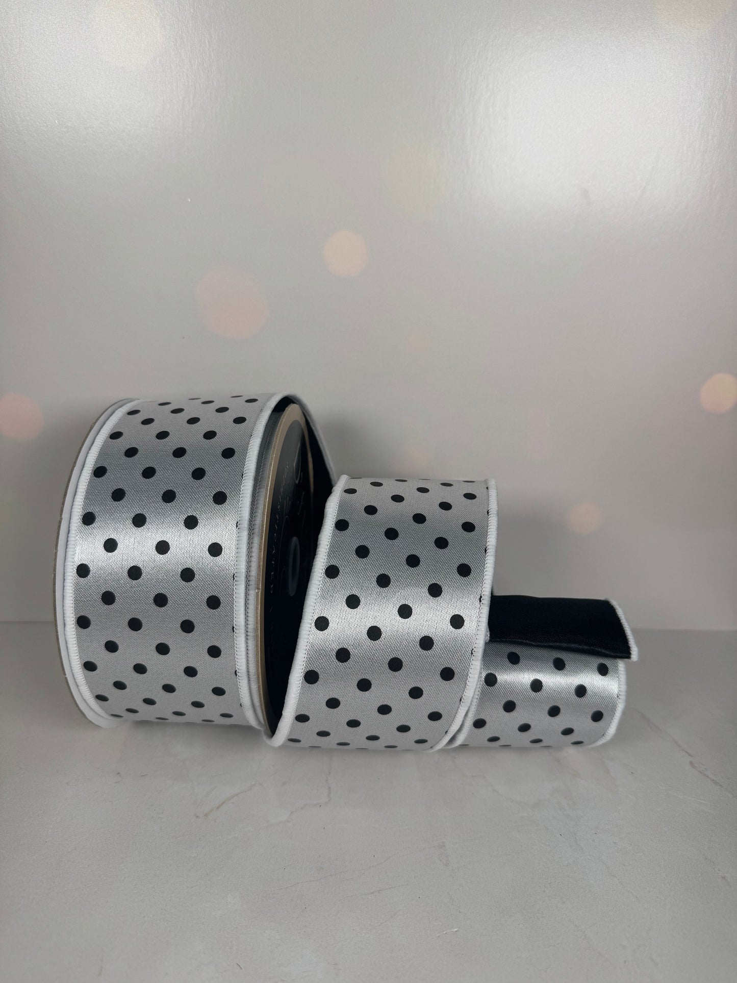 2.5"X10YD SMALL POLKA DOT/FUSED WHITE/BLACK