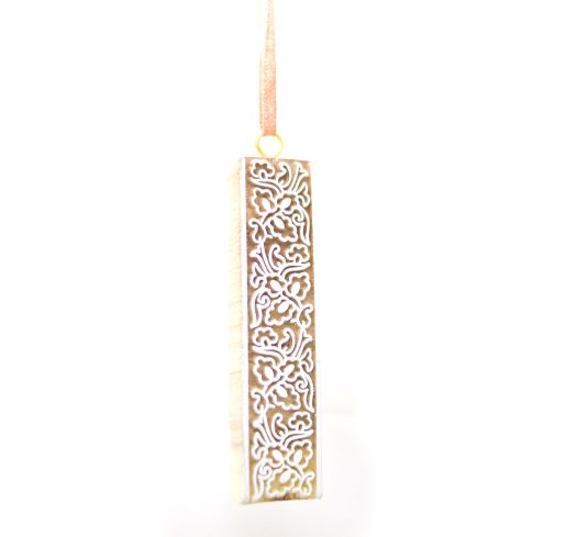 Hand Carved Lace Wooden Block Ornament