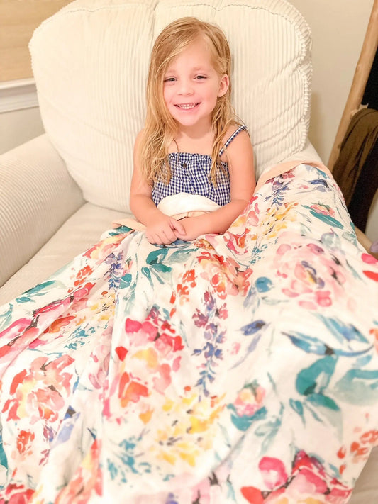 Premium Toddler and Baby Blanket - Bamboo and Cotton - Flora