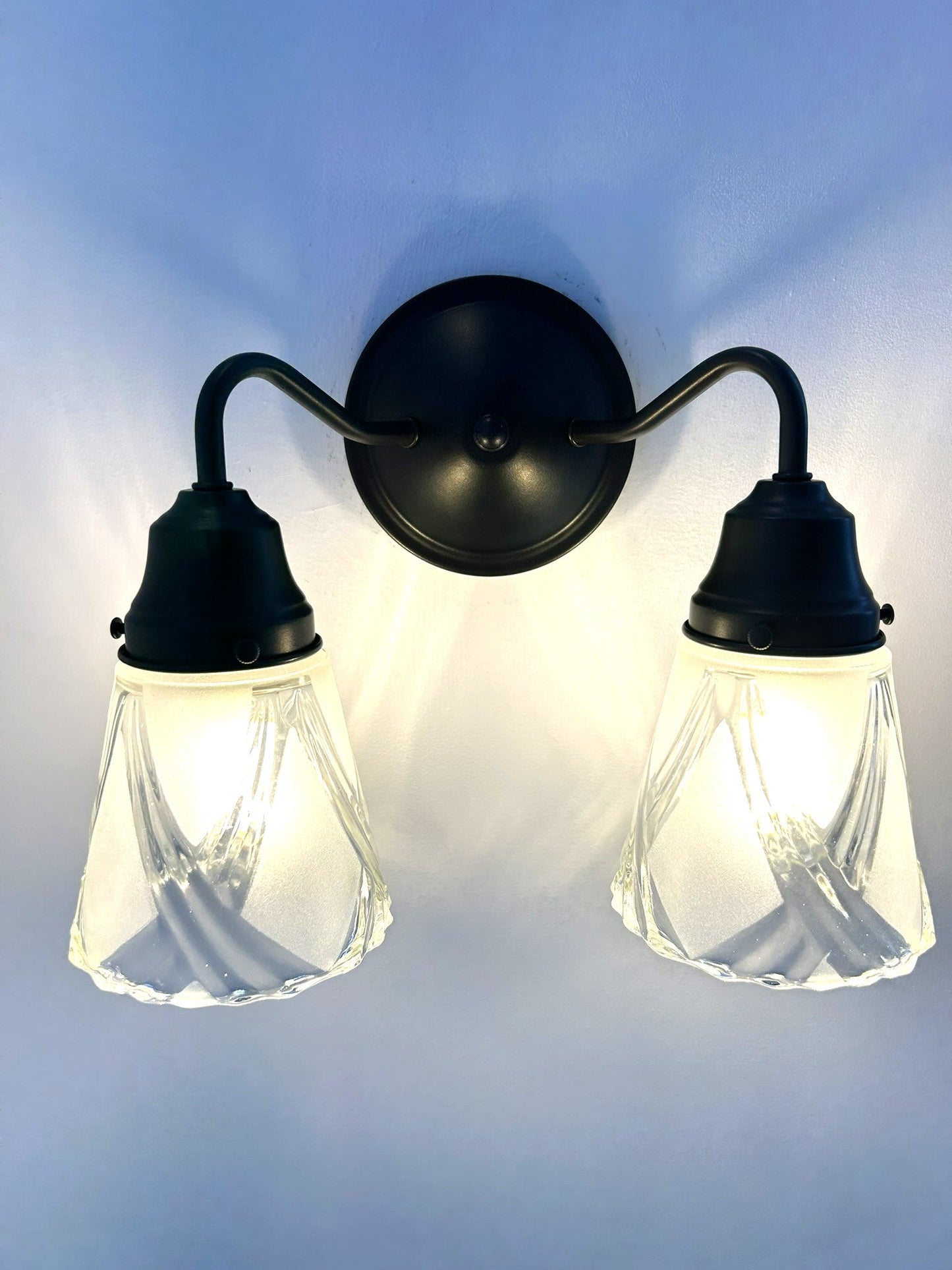Frost and Clear Crossed Glass Wall Sconce/Pendant Light