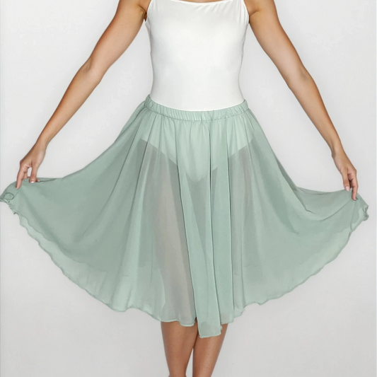Pistachio Light Green Chiffon Ballet Pull On Skirt - Ballet Rehearsal Skirt - Pirouette Skirt