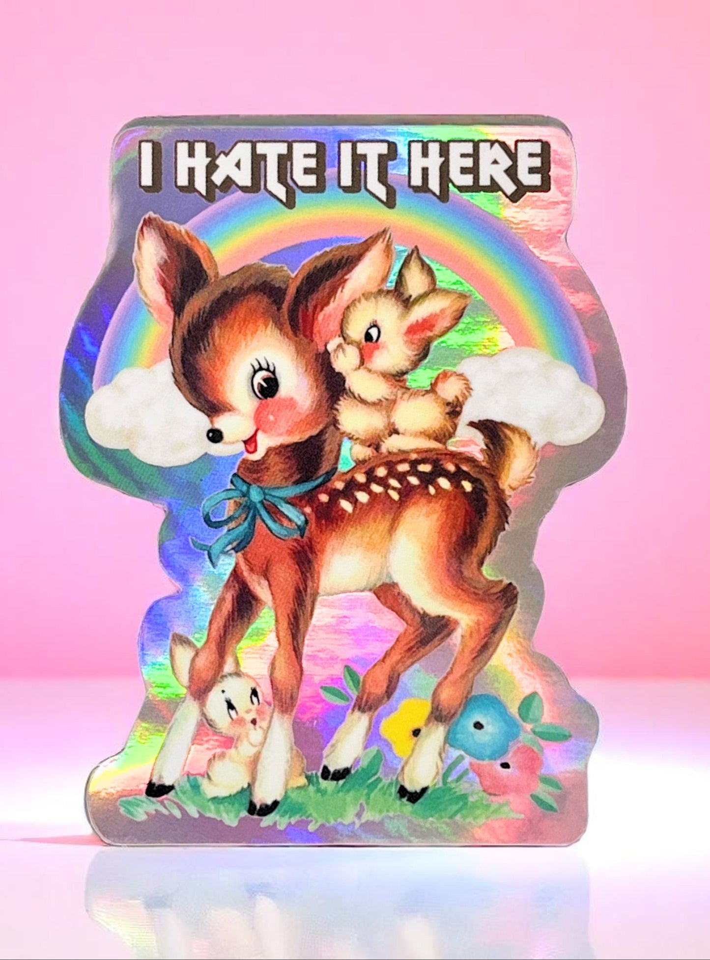 “I Hate It Here” Retro Woodland Animal Sticker Decal