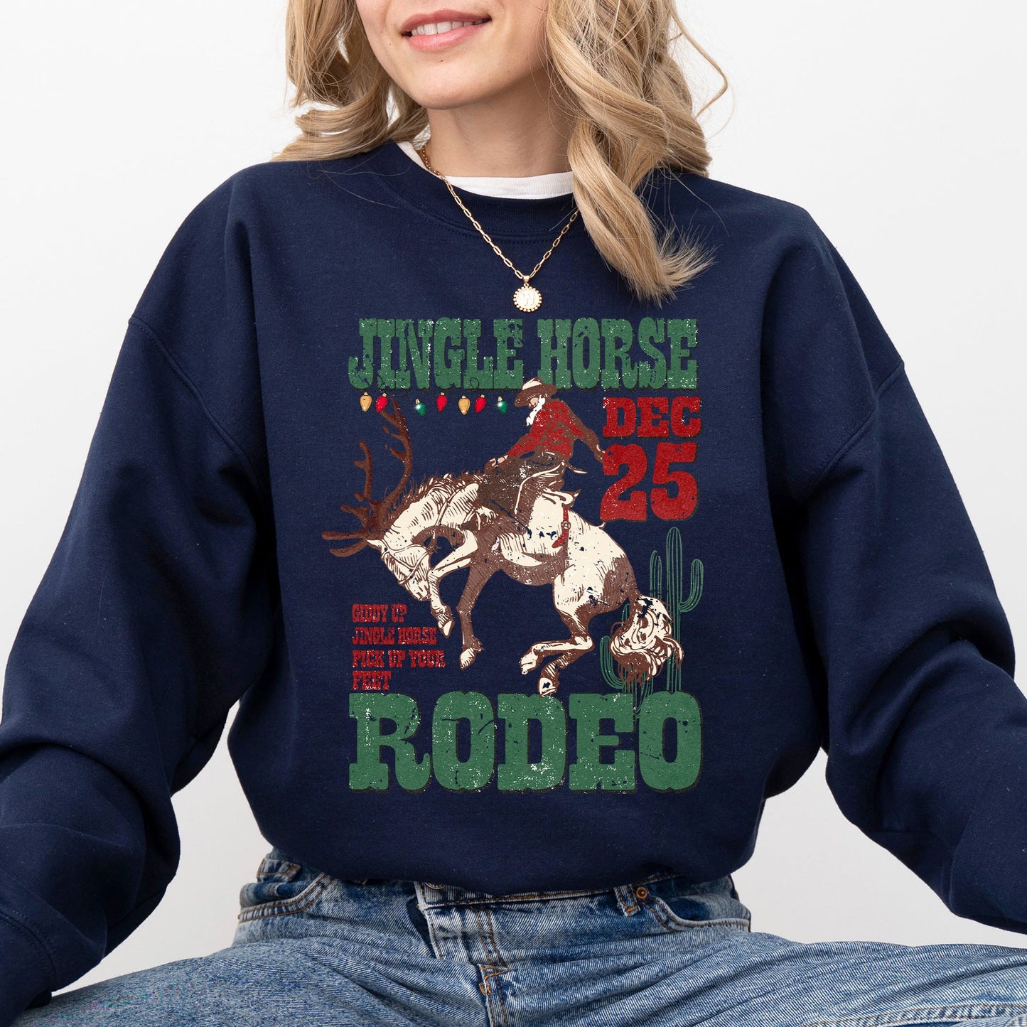 Jingle Horse Rodeo, Christmas, Cowboy, Horse, Country, Western, Santa, Xmas Sweatshirt