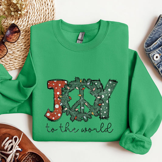 Joy To The World, Peace Wreath, Christmas Sweatshirt