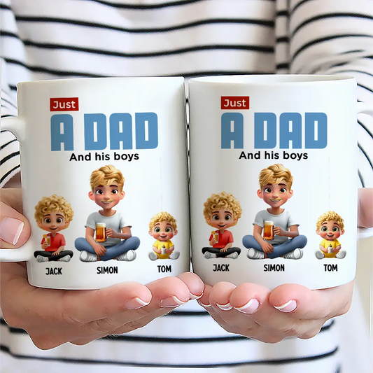 Just A Dad And His Girl 3D Cartoon - Personalized Custom Mug - Father's Day, Birthday Gift For Dad, Daddy