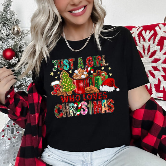 Just A Girl Who Lives Christmas, Santa, Hot Chocolate, Coffee Super Soft Tees