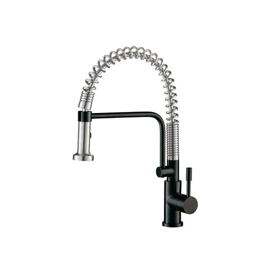 Flusso K.1200 Caso - Semi-Professional Dual Spray Stainless Steel Kitchen Faucet With Pull Out