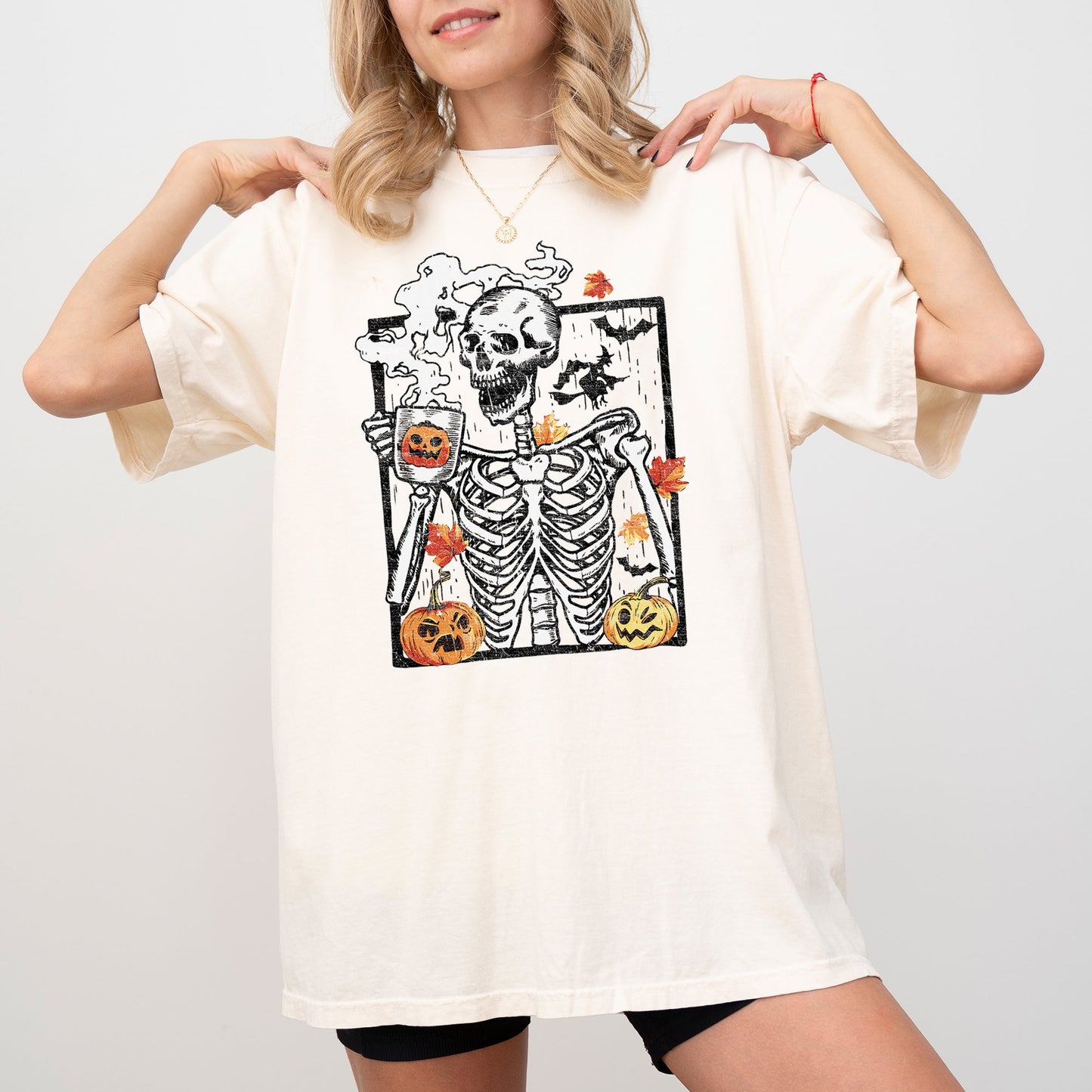 Skeleton Coffee, Pumpkin, Witch, Aesthetic, Funny, Meme, Halloween, Spooky, Costume, Tshirt Comfort Colors T-Shirt
