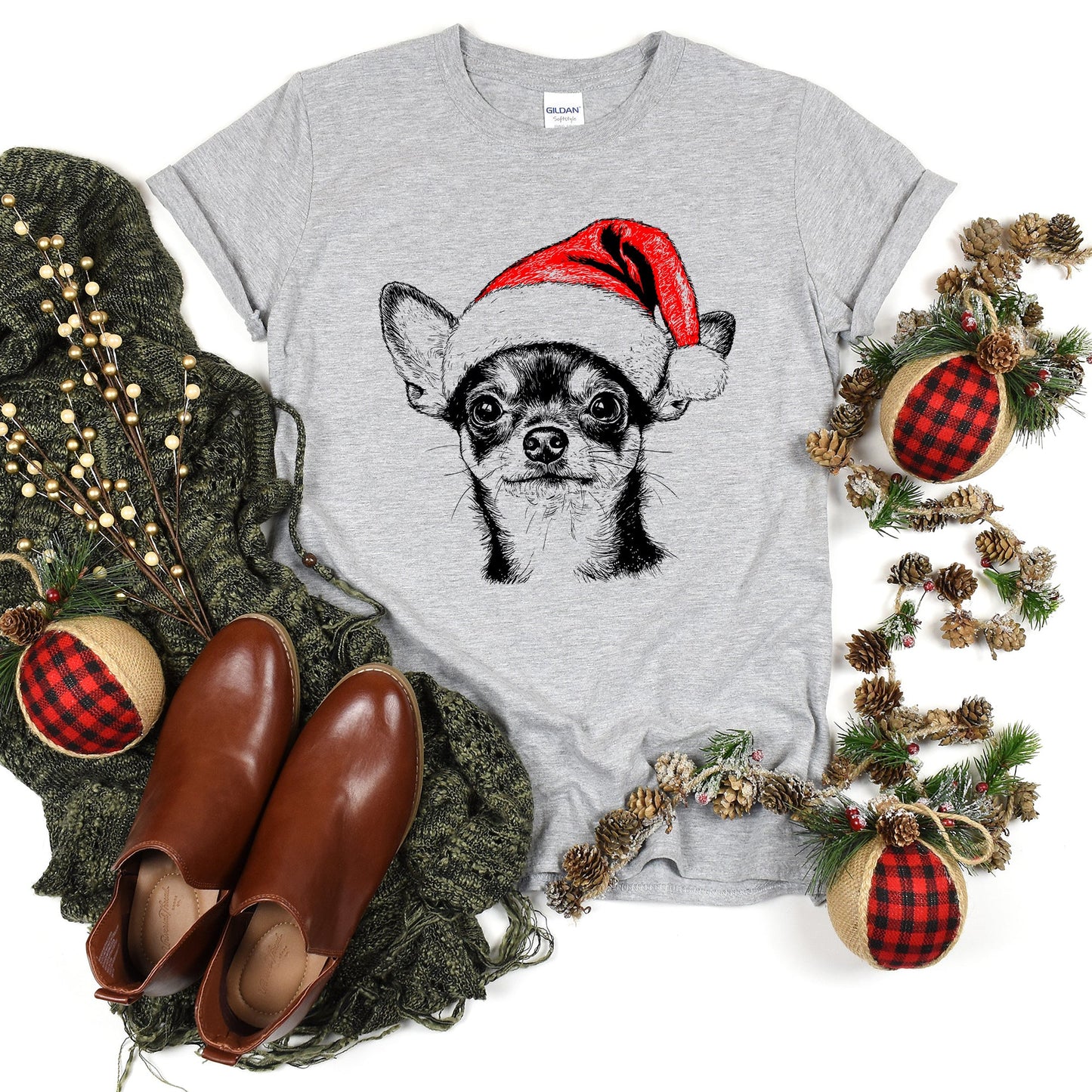 Chihuahua, Santa, Dog, Christmas, Dog Lover, Pet T-Shirt Comfort Colors T-Shirt
