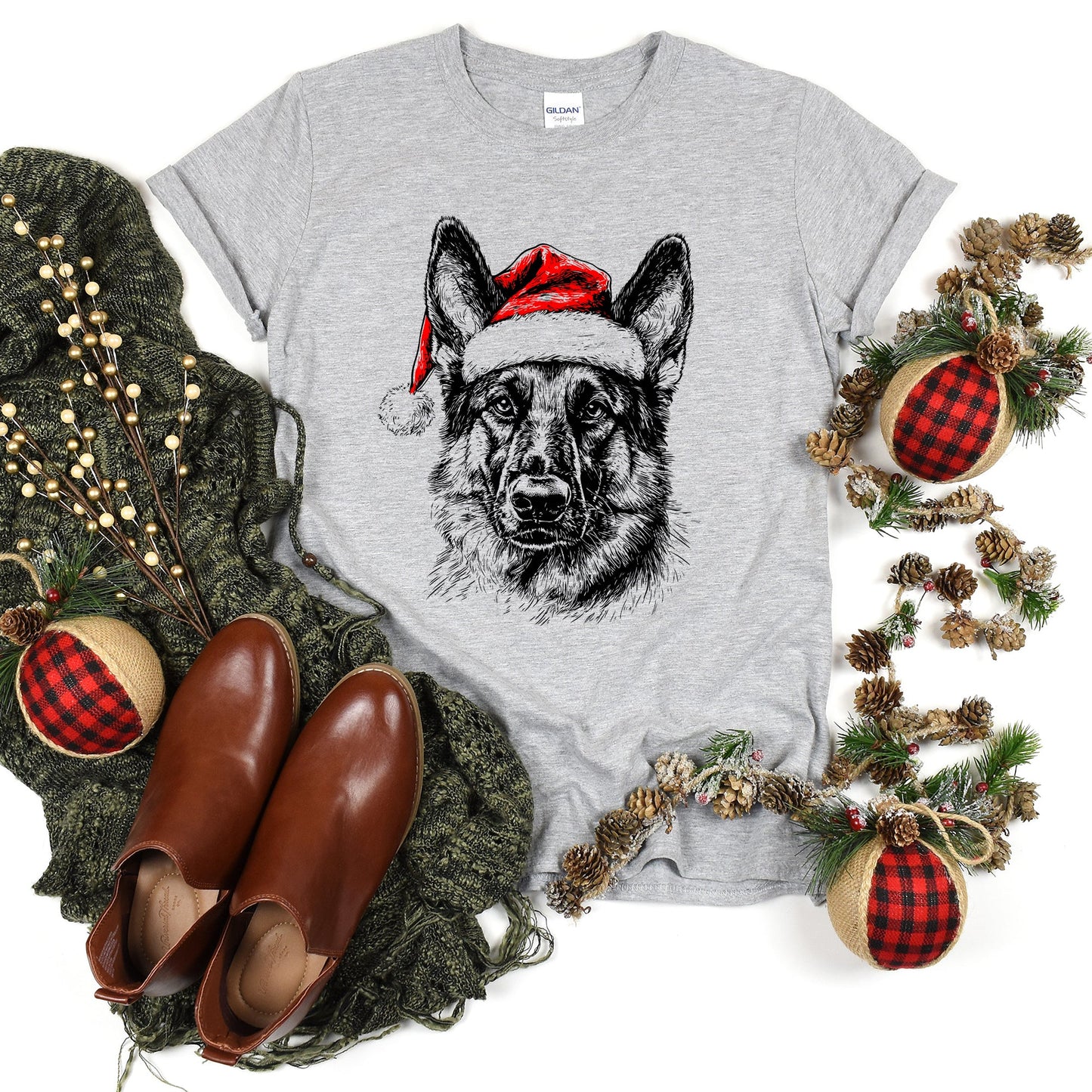 German Shepherd, Santa, Dog, Christmas, Dog Lover, Pet T-Shirt Comfort Colors T-Shirt