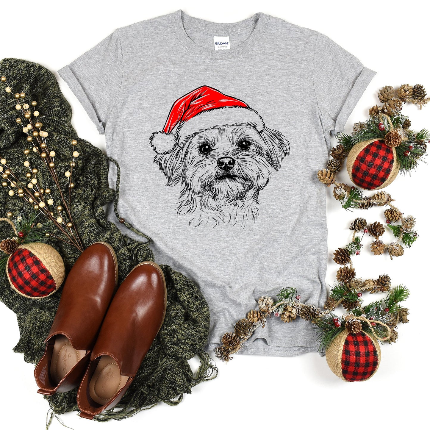 Maltese, Santa, Dog, Christmas, Dog Lover, Pet T-Shirt Comfort Colors T-Shirt