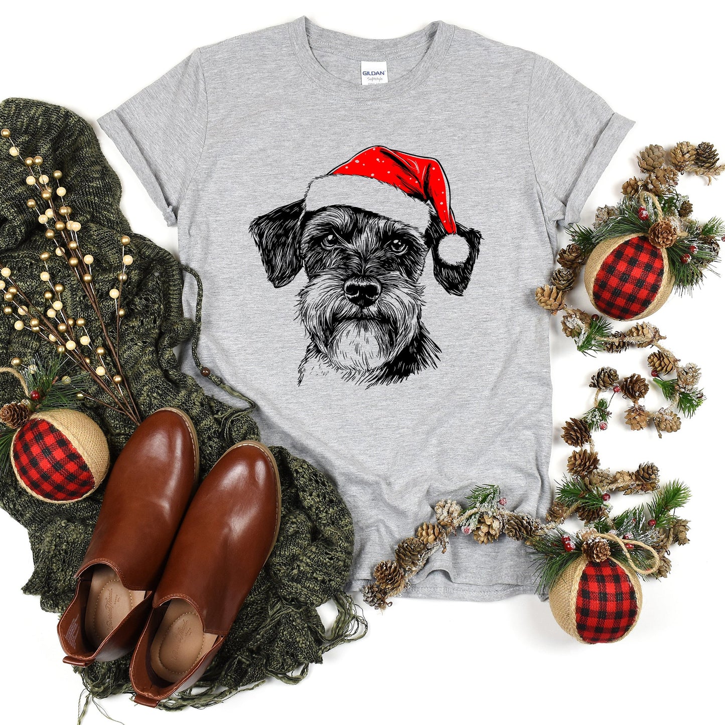 Schnauzer, Santa, Dog, Christmas, Dog Lover, Pet T-Shirt Comfort Colors T-Shirt