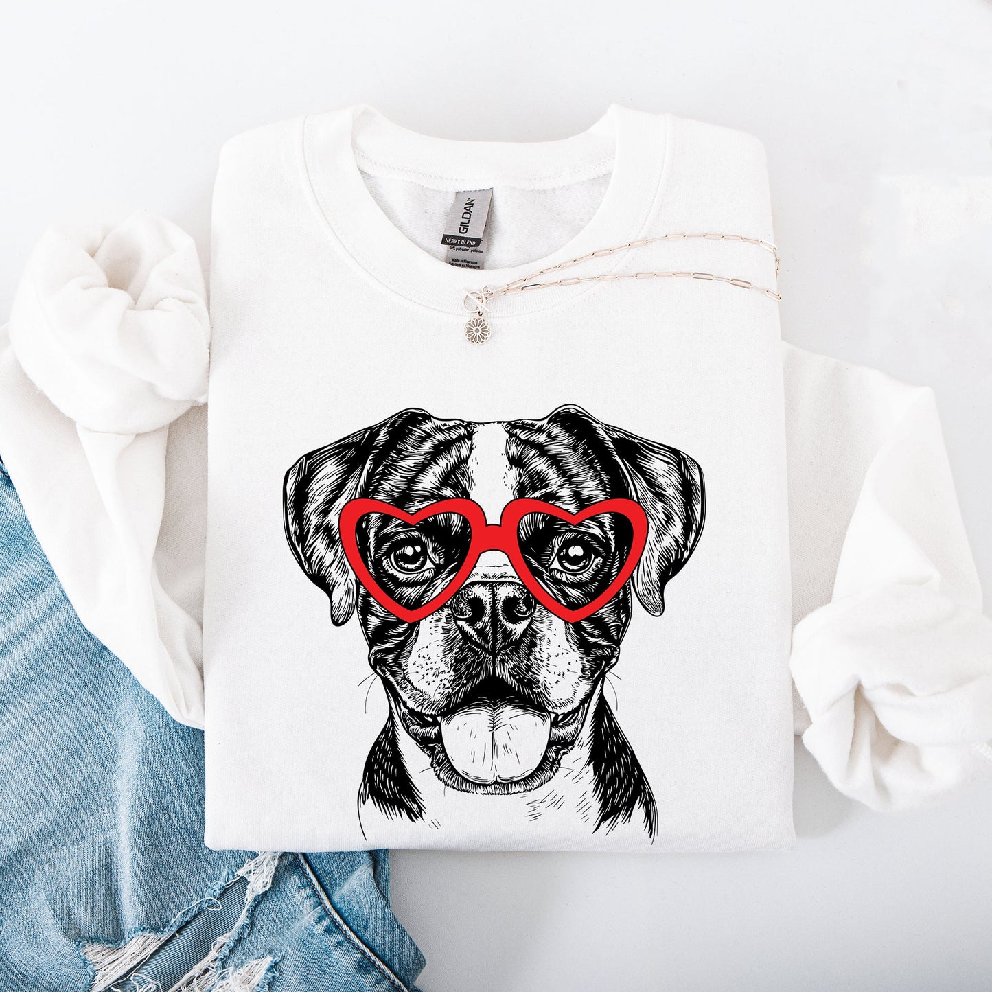 Boxer, Pet, Dog Breed, Valentine's Sweatshirt