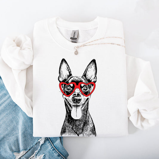 Miniature Pinscher, Min Pin, Pet, Dog Breed, Valentine's Sweatshirt